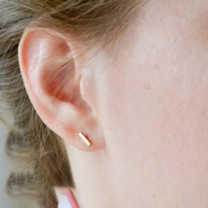 Minimalist Gold Bar Stud Earrings
