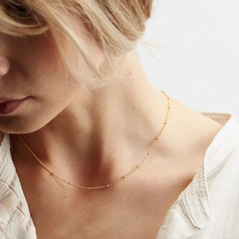 Necklace Dainty Gold Ball Layering Chain